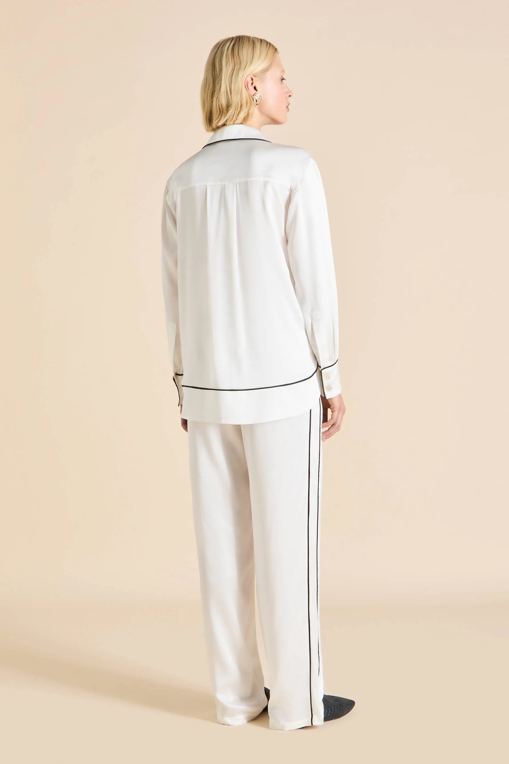 Anita Ivory Pajamas in Silk Satin sold by Olivia von Halle product image thumbnail 5