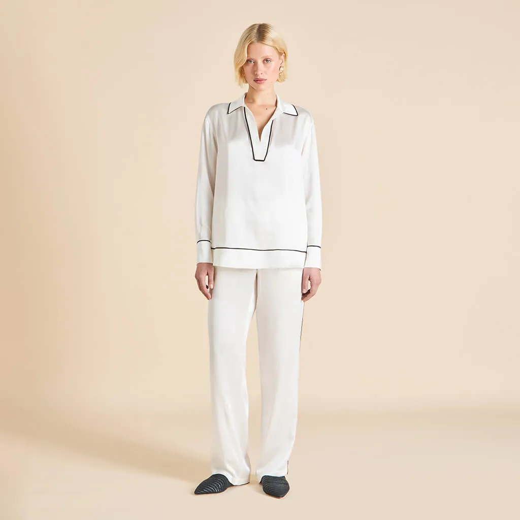 Anita Ivory Pajamas in Silk Satin sold by Olivia von Halle product image thumbnail 2