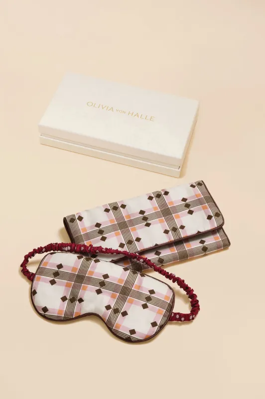 Audrey Cipriani Ivory Geometric Eye Mask in Silk Twill sold by Olivia von Halle
