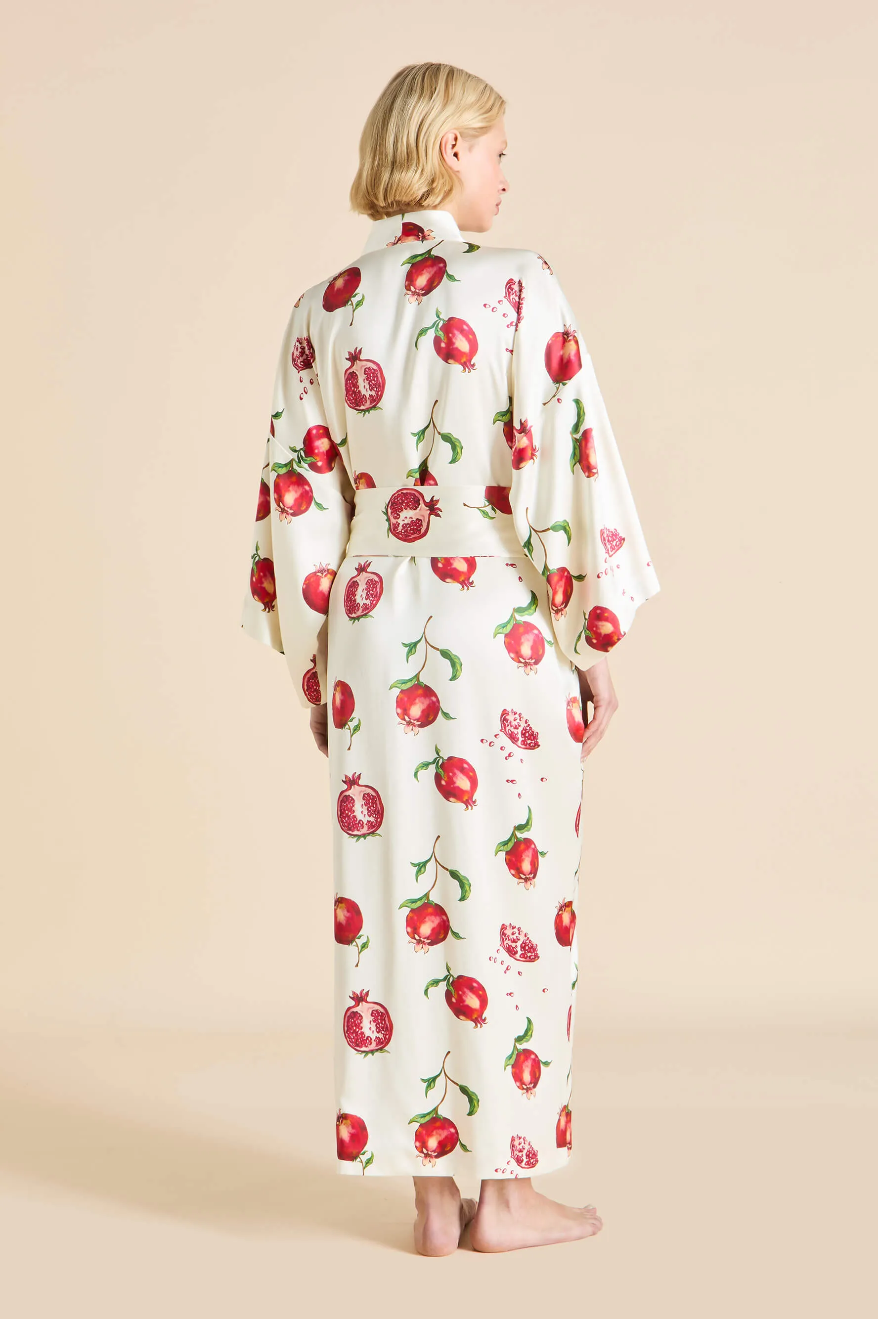 Queenie Allegra Ivory Pomegranate Robe in Silk Satin sold by Olivia von Halle product image thumbnail 5
