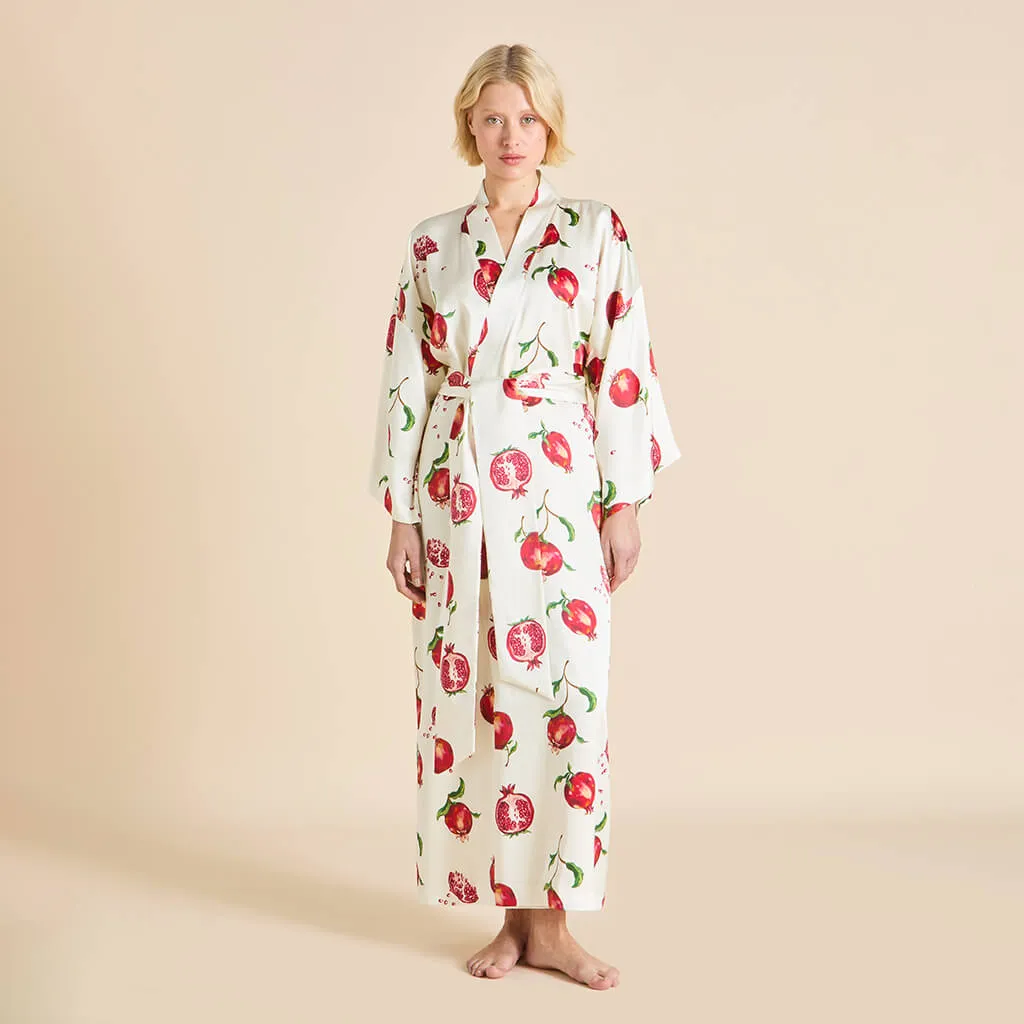 Queenie Allegra Ivory Pomegranate Robe in Silk Satin sold by Olivia von Halle product image thumbnail 2