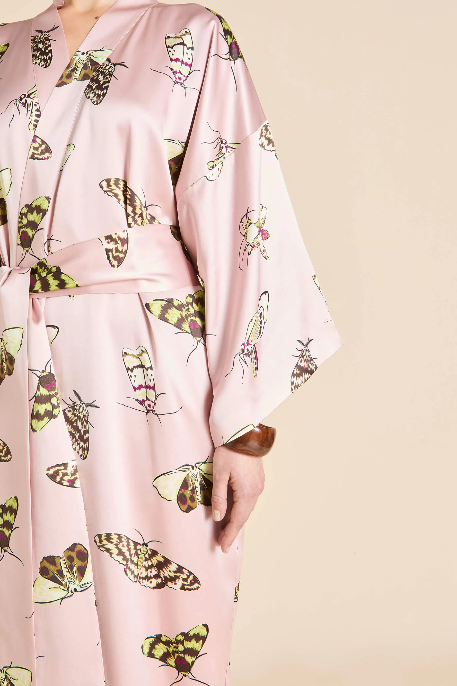 Queenie Elda Pink Moth Robe in Silk Satin sold by Olivia von Halle product image thumbnail 4