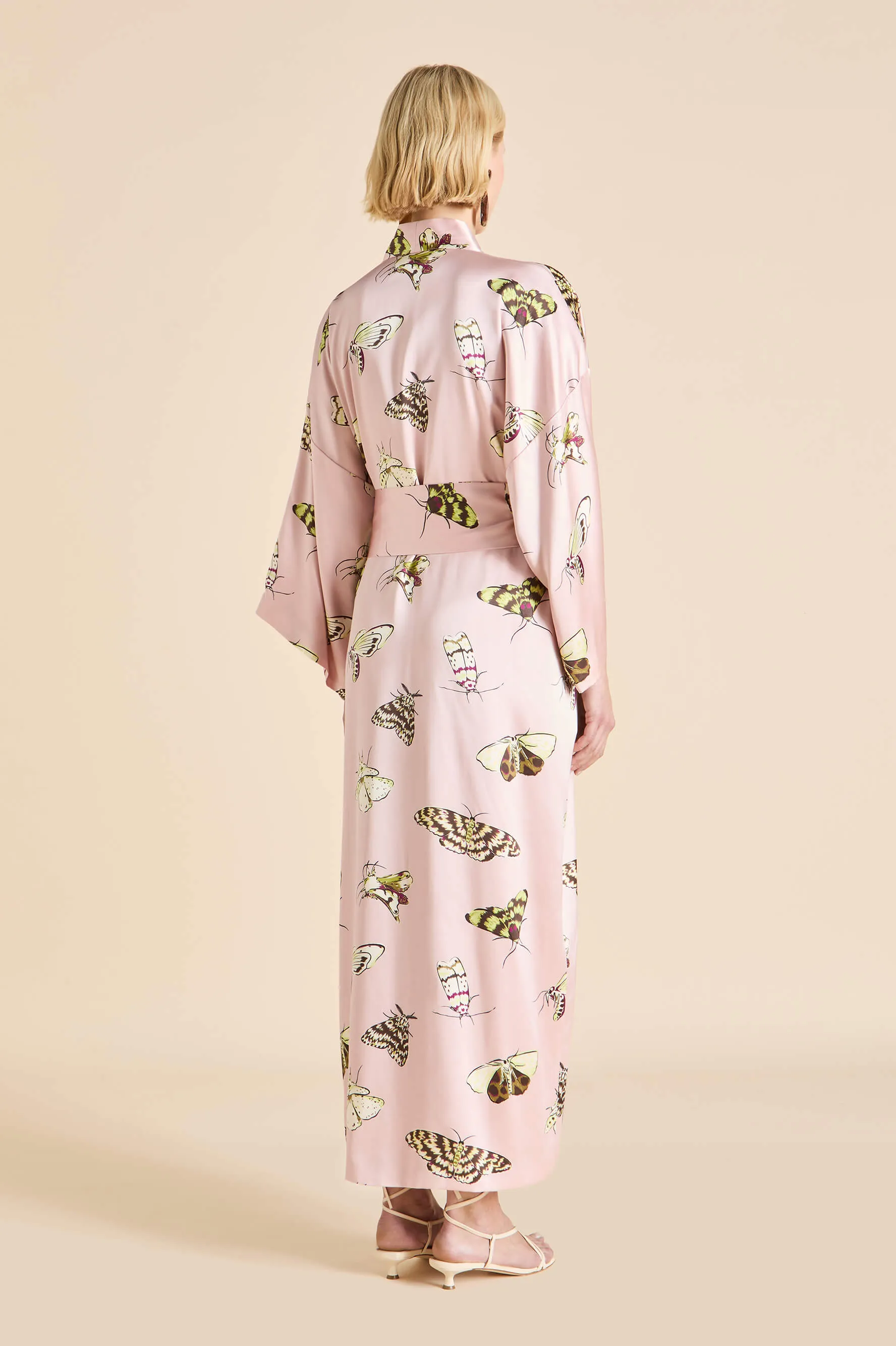 Queenie Elda Pink Moth Robe in Silk Satin sold by Olivia von Halle product image thumbnail 5