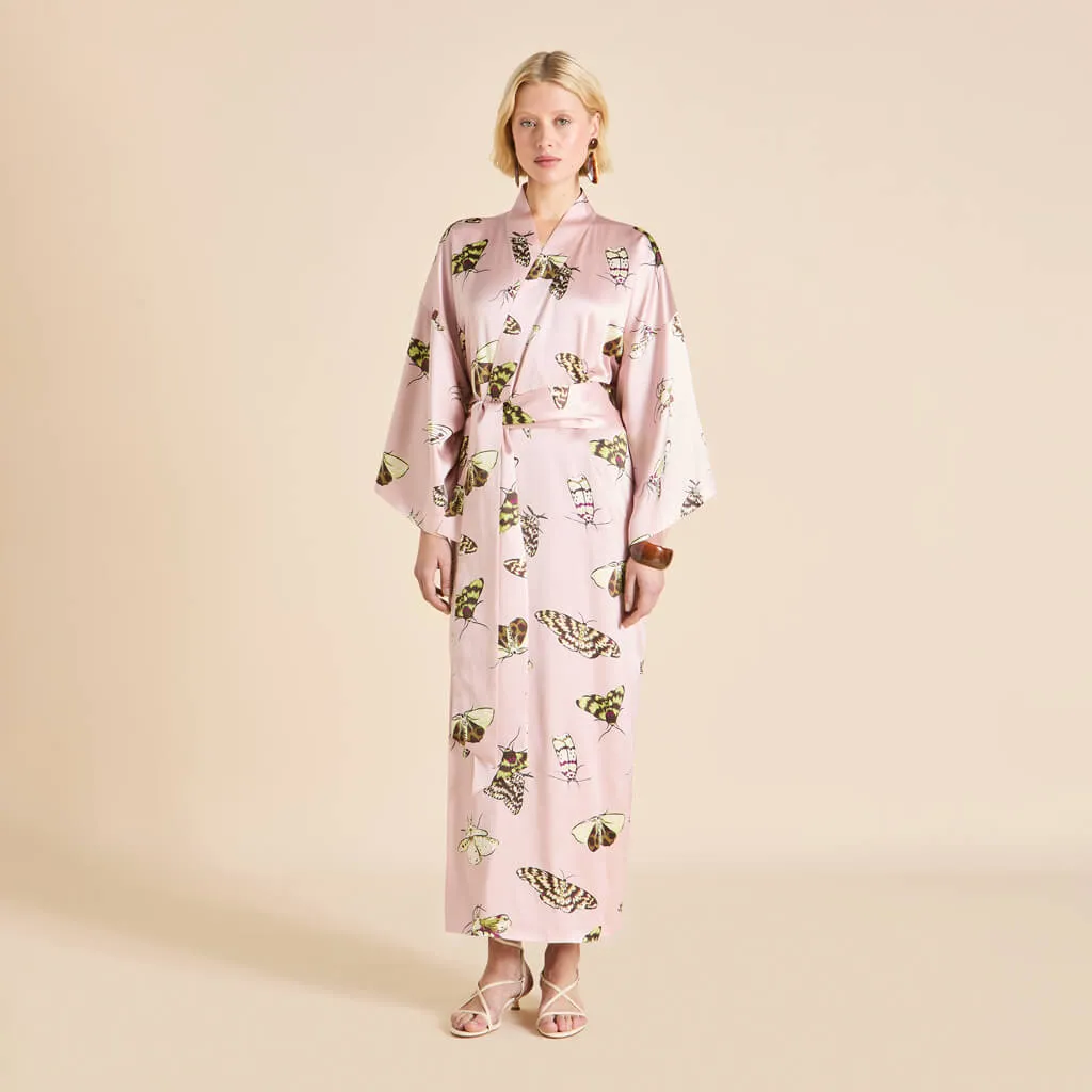 Queenie Elda Pink Moth Robe in Silk Satin sold by Olivia von Halle product image thumbnail 2
