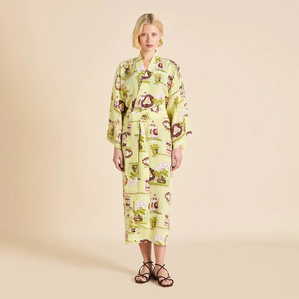 Amaya Aulenti Green Plate Robe in Silk Crêpe de Chine sold by Olivia von Halle product image thumbnail 2
