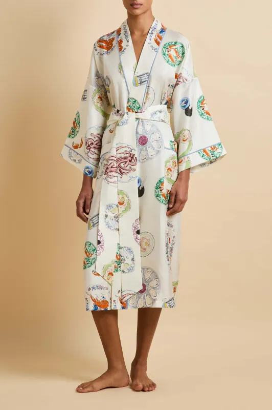 Sabine Córdoba Ivory Seafood Robe in Silk Twill made by Olivia von Halle