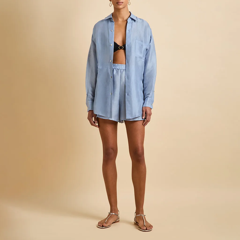 Kick Fog Blue Pajamas in Linen-Silk sold by Olivia von Halle product image thumbnail 2