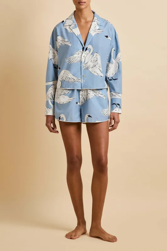 Lucia Laia Blue Swan Pajamas in Cotton-Silk made by Olivia von Halle