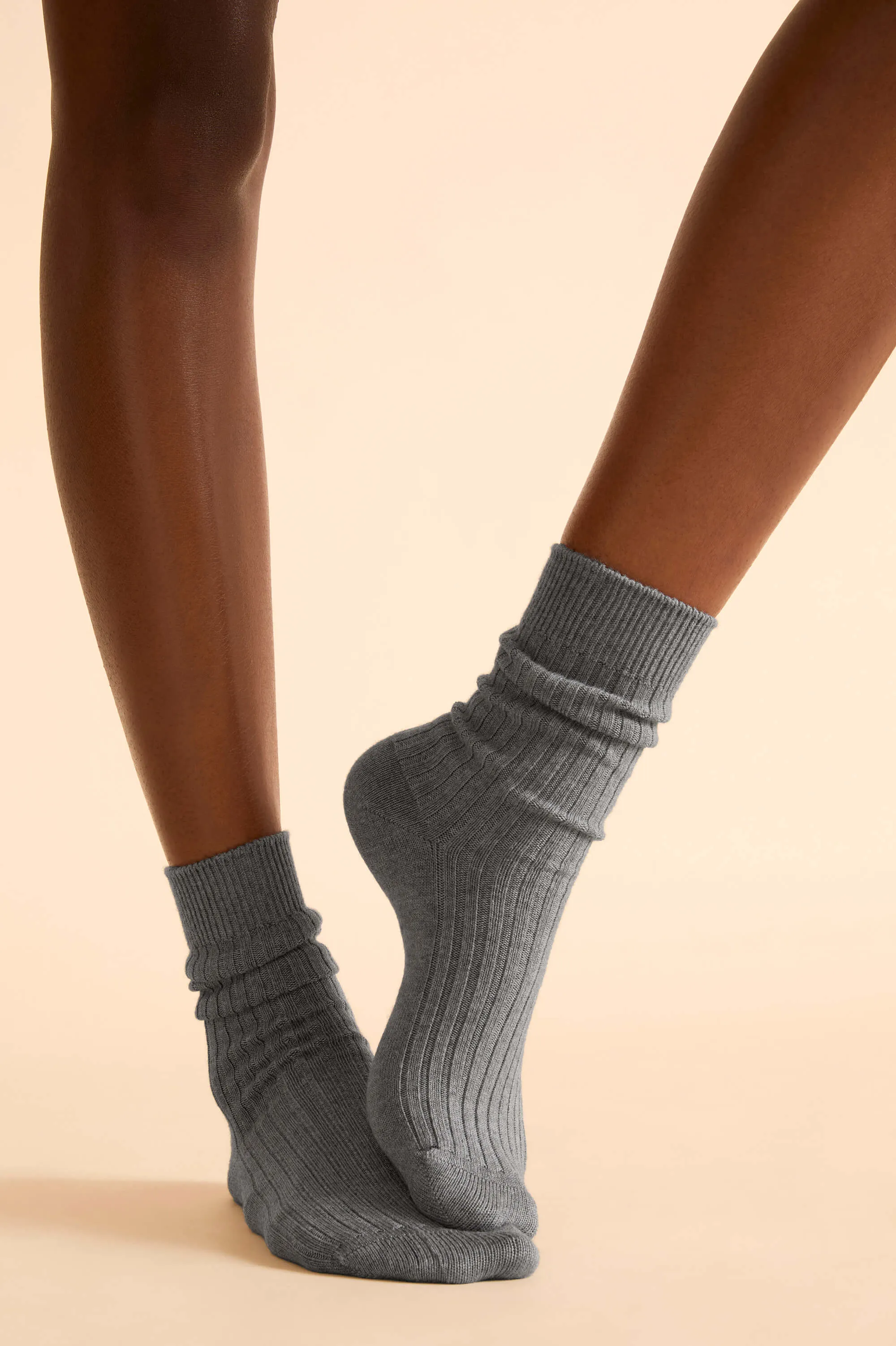 Spencer London Grey Socks in Silk-Cashmere sold by Olivia von Halle product image thumbnail 4