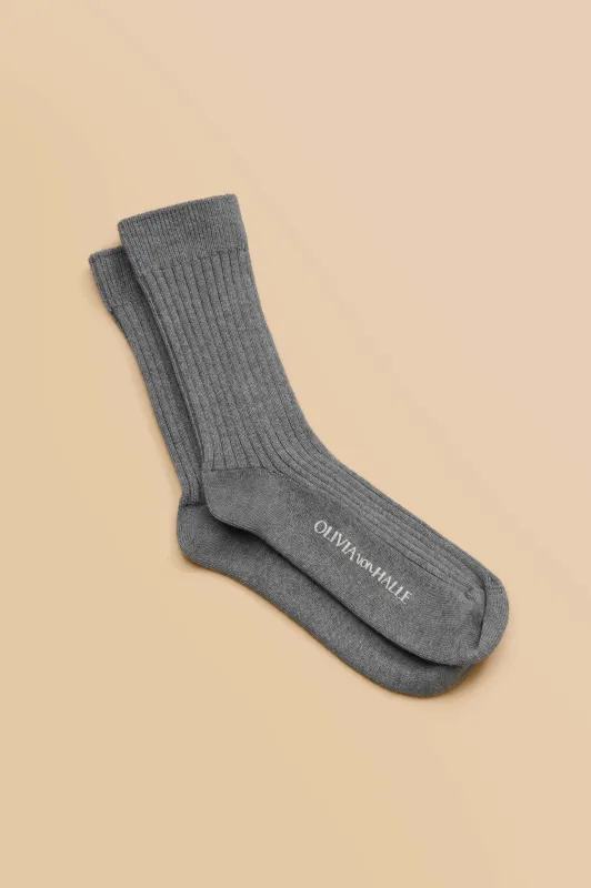 Spencer London Grey Socks in Silk-Cashmere made by Olivia von Halle