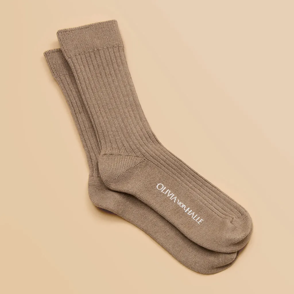 Spencer Dallas Beige Socks in Silk-Cashmere sold by Olivia von Halle product image thumbnail 2