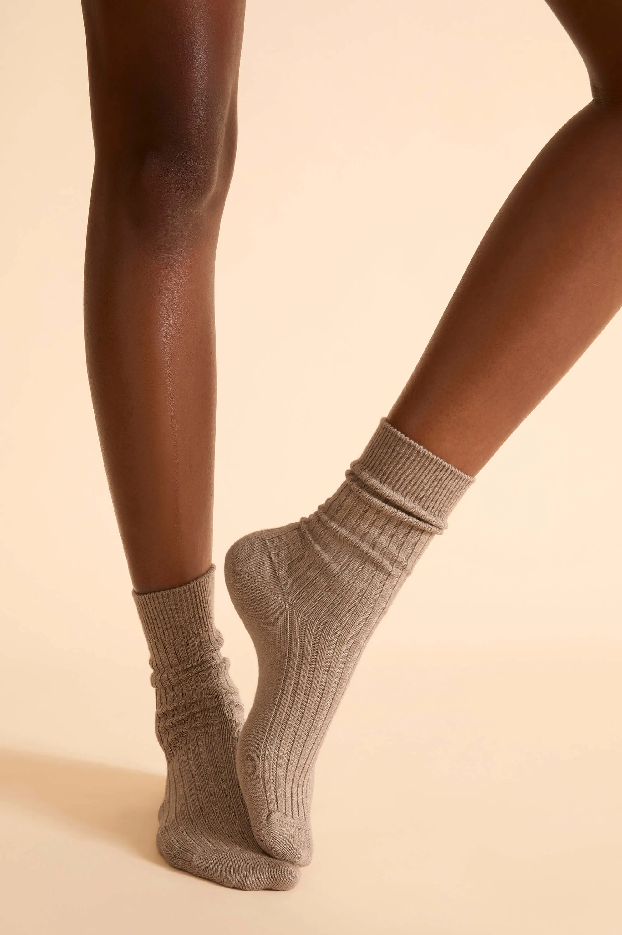 Spencer Dallas Beige Socks in Silk-Cashmere sold by Olivia von Halle product image thumbnail 4