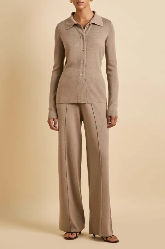 Dree Dallas Beige Knitwear in Silk-Cashmere made by Olivia von Halle