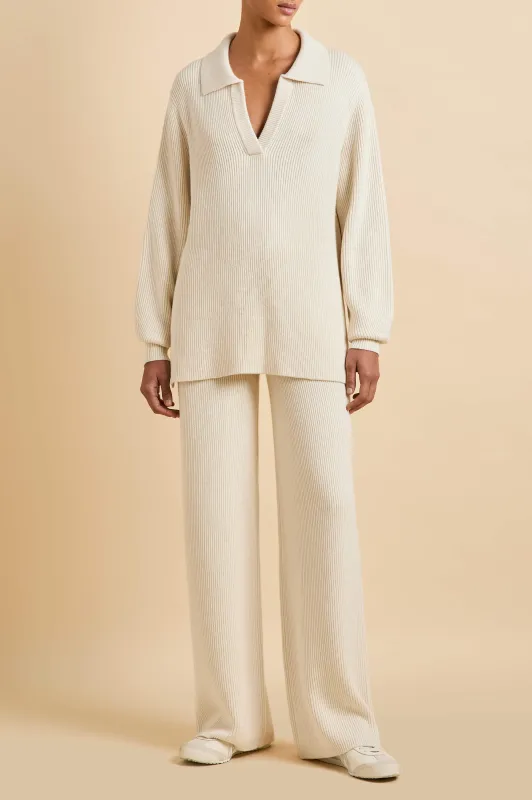 Hutton Alaska Ivory Knitwear in Silk-Cashmere made by Olivia von Halle