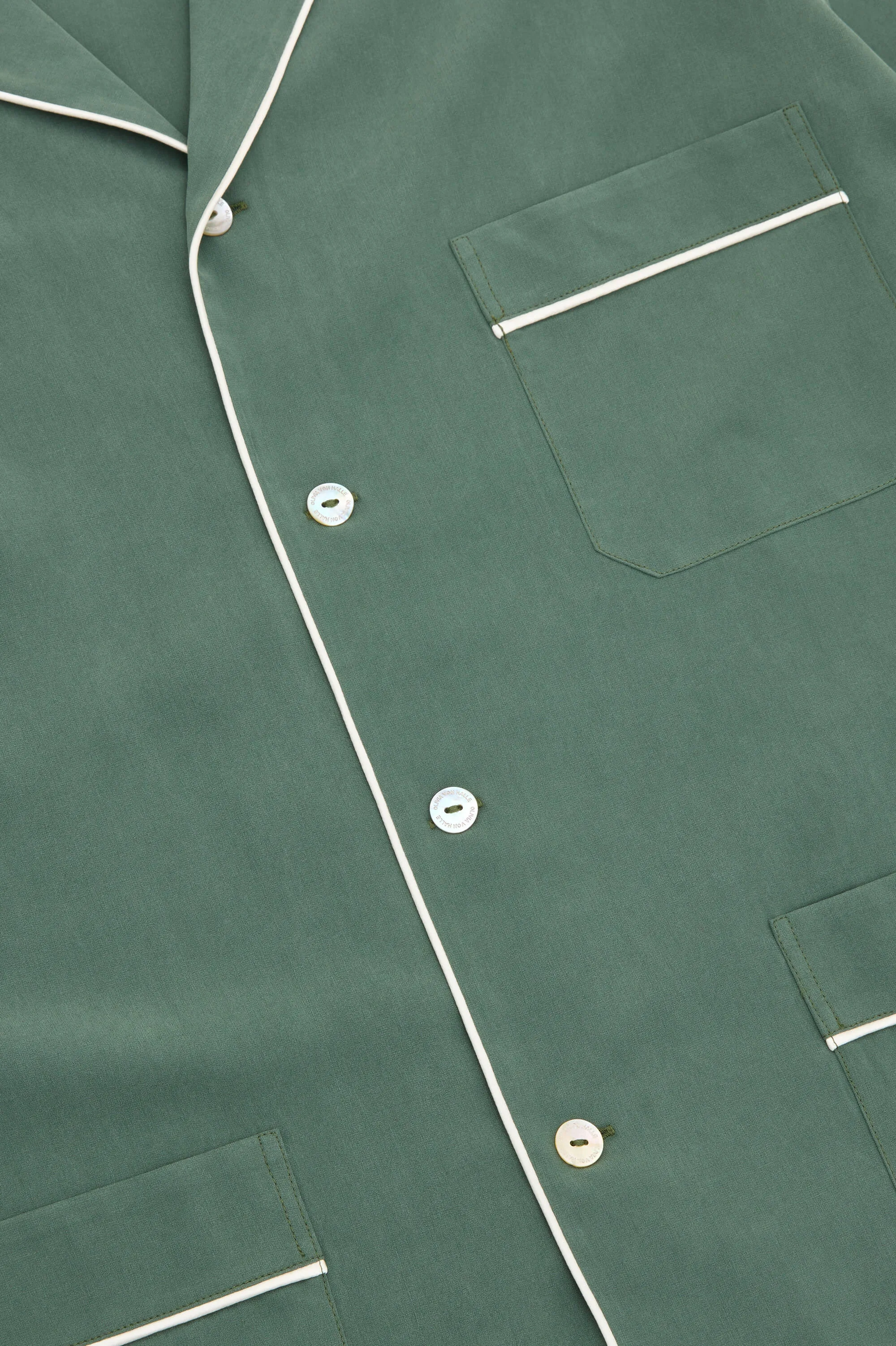 Laurent Green Pajamas in Sandwashed Silk sold by Olivia von Halle product image thumbnail 5