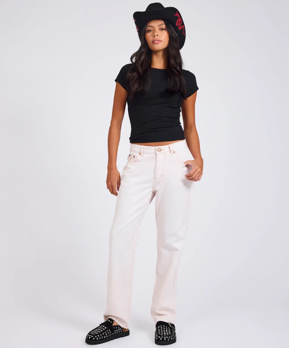Austins Mid Waist Relaxed Straight Leg Jeans - Pink Tint sold by One Teaspoon product image thumbnail 2