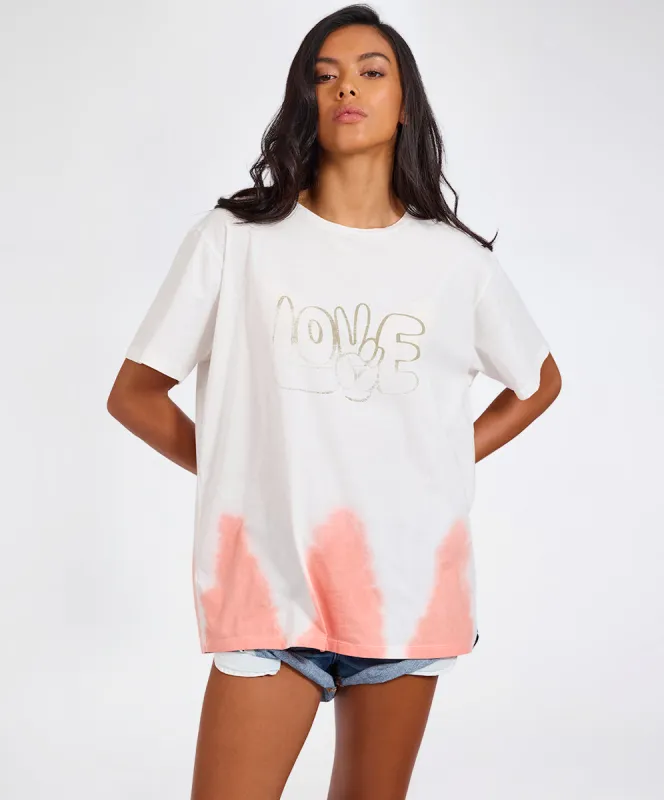 Love Dip Dye Boyfriend Tee - White sold by One Teaspoon
