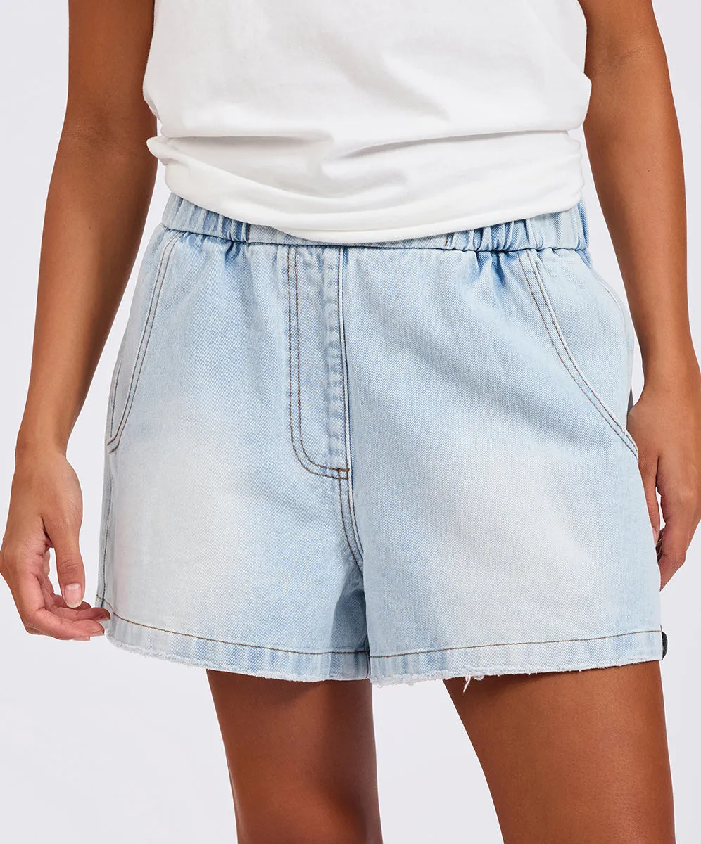 Funks High Waist Elasticated Flippy Denim Shorts - Blue Latte sold by One Teaspoon product image thumbnail 4