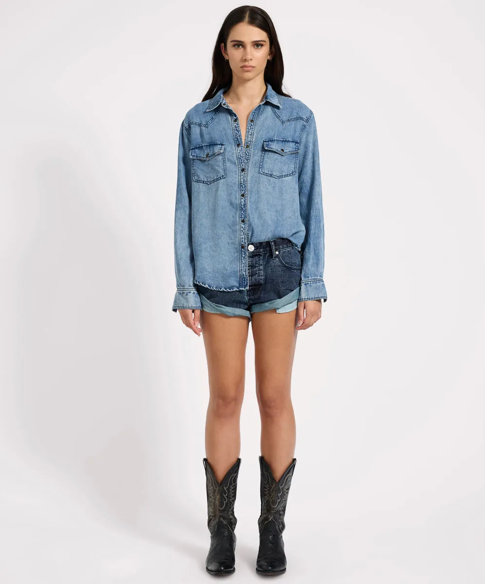Tencel Western Shirt - Blue sold by One Teaspoon product image thumbnail 3