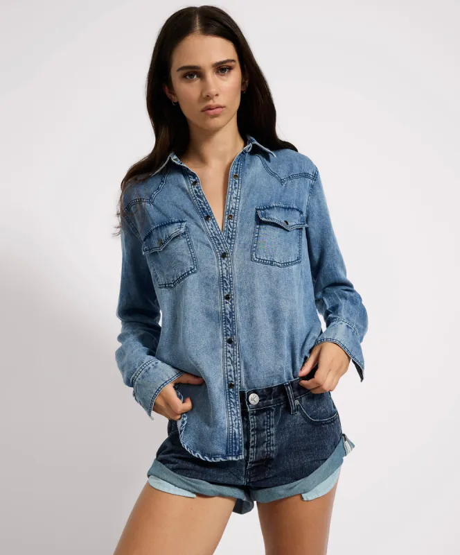 Tencel Western Shirt - Blue made by One Teaspoon