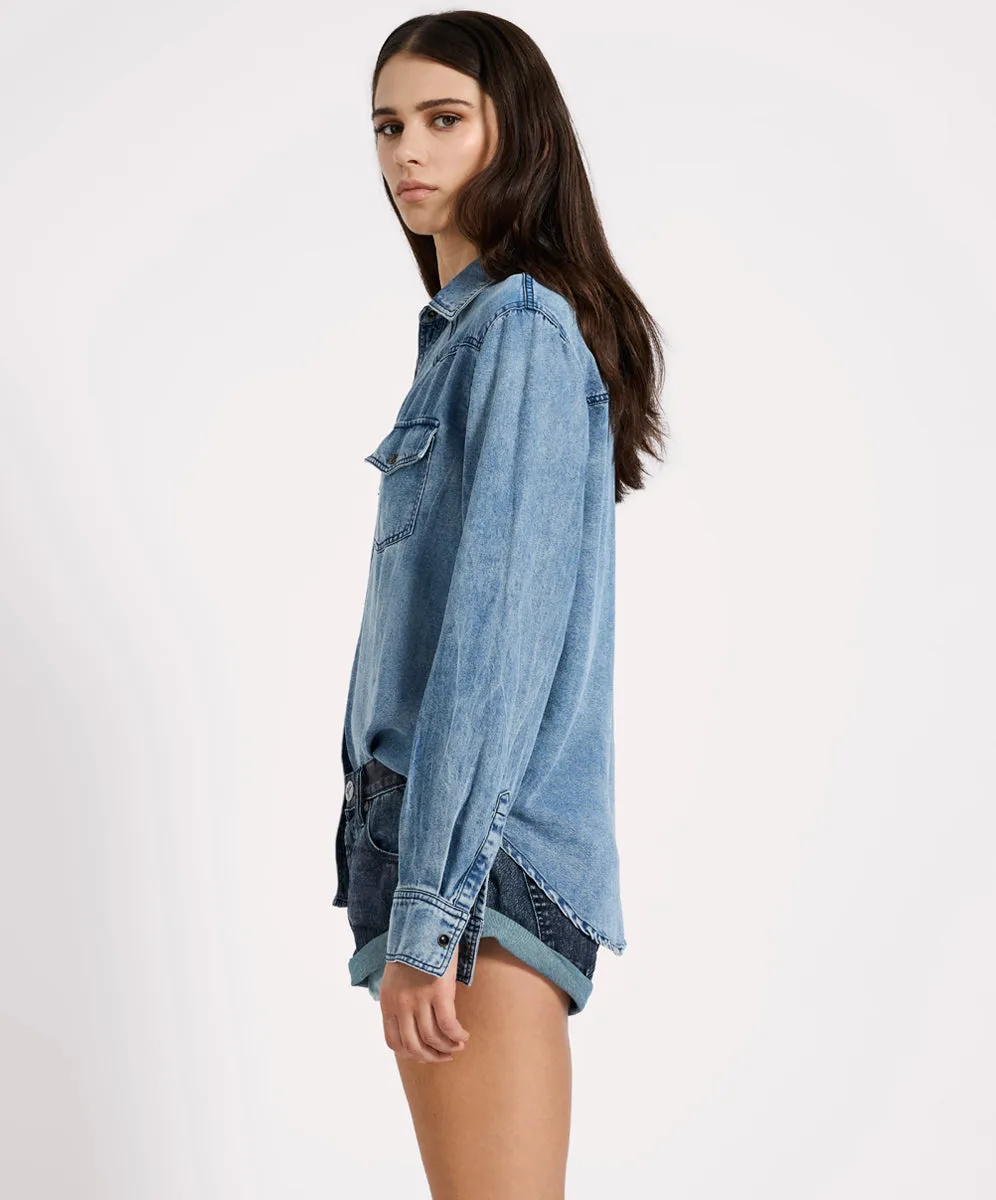 Tencel Western Shirt - Blue sold by One Teaspoon product image thumbnail 5