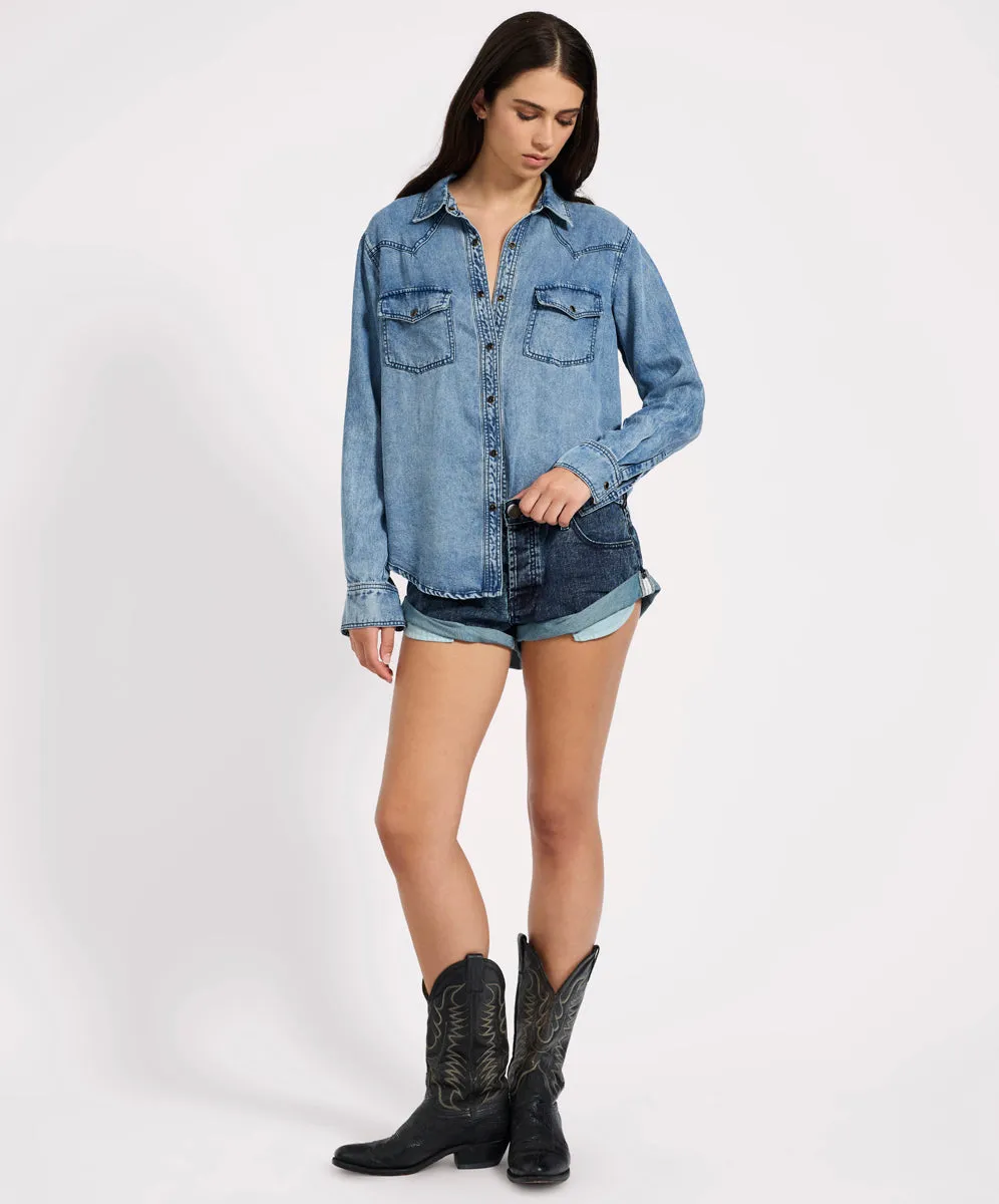 Tencel Western Shirt - Blue sold by One Teaspoon product image thumbnail 2