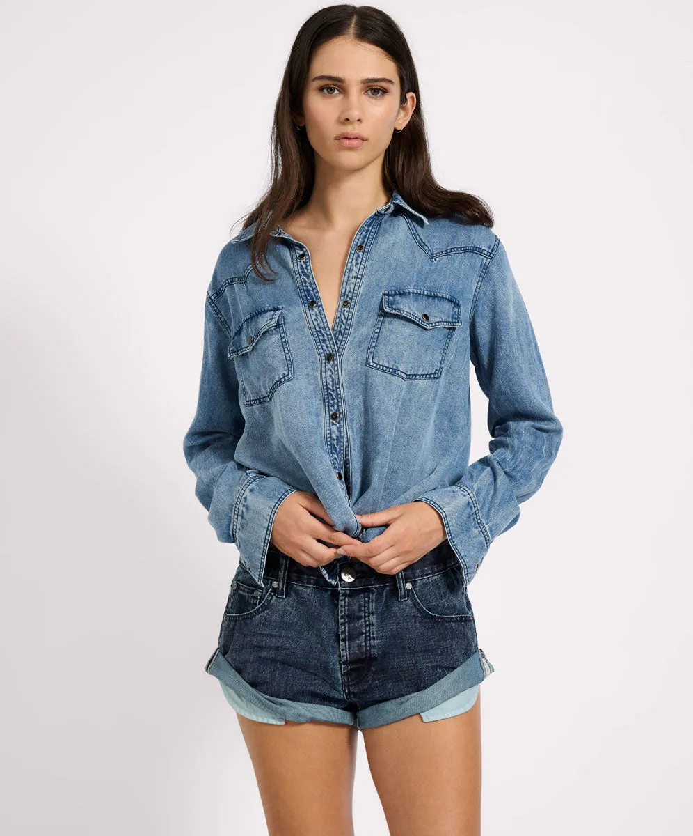 Bandits Low Waist Denim Shorts - Indigo Blue sold by One Teaspoon product image thumbnail 3