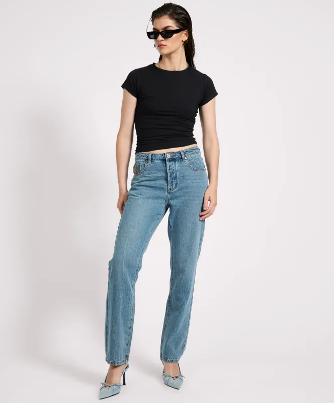 Austins Mid Waist Relaxed Straight Leg Jeans - Blue Crush made by One Teaspoon