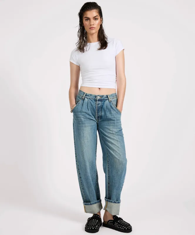 Smiths Low Waist Wide Leg Tailored Denim Jeans - Used Blue made by One Teaspoon