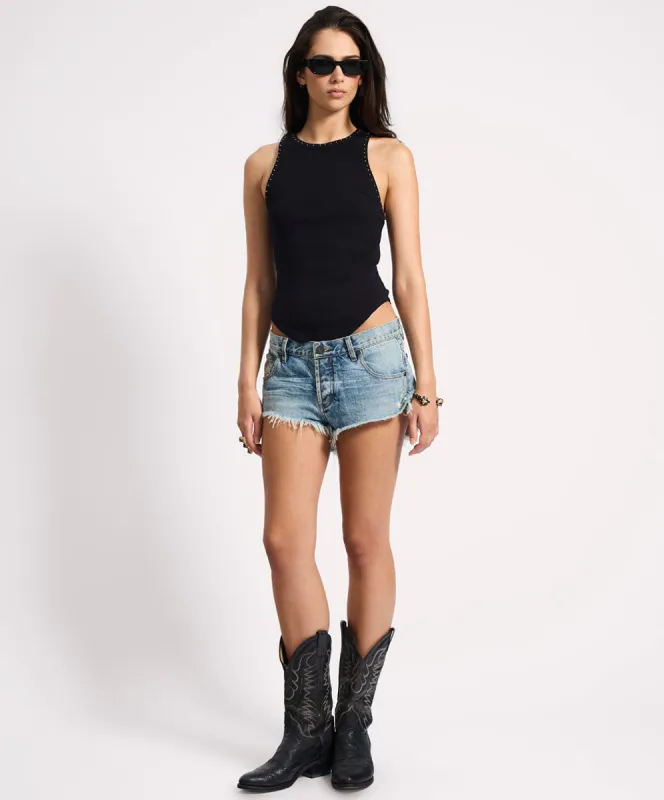 Bonitas Low Waist Denim Shorts - Used Blue sold by One Teaspoon