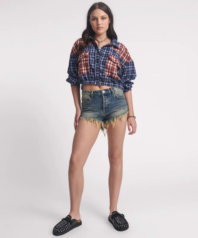 Outlaws Low Waist Mid Length Denim Shorts - Phoenix Blue sold by One Teaspoon