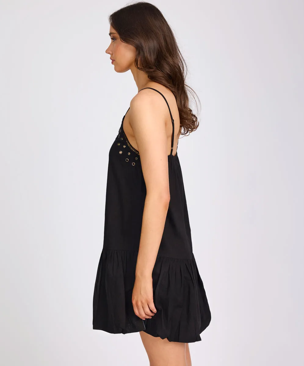 Eyelet Cotton Bubble Hem Mini Dress - Black sold by One Teaspoon product image thumbnail 4