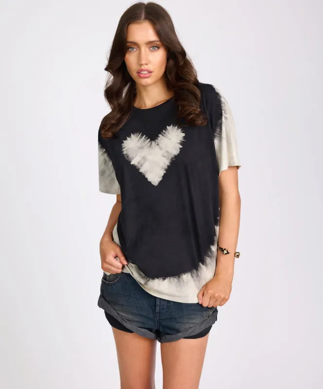 Beaming Heart Boyfriend Tee - White and Black sold by One Teaspoon