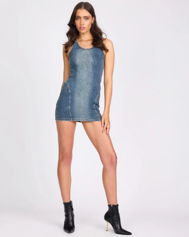 Mini Denim Dress - Worn Blue sold by One Teaspoon