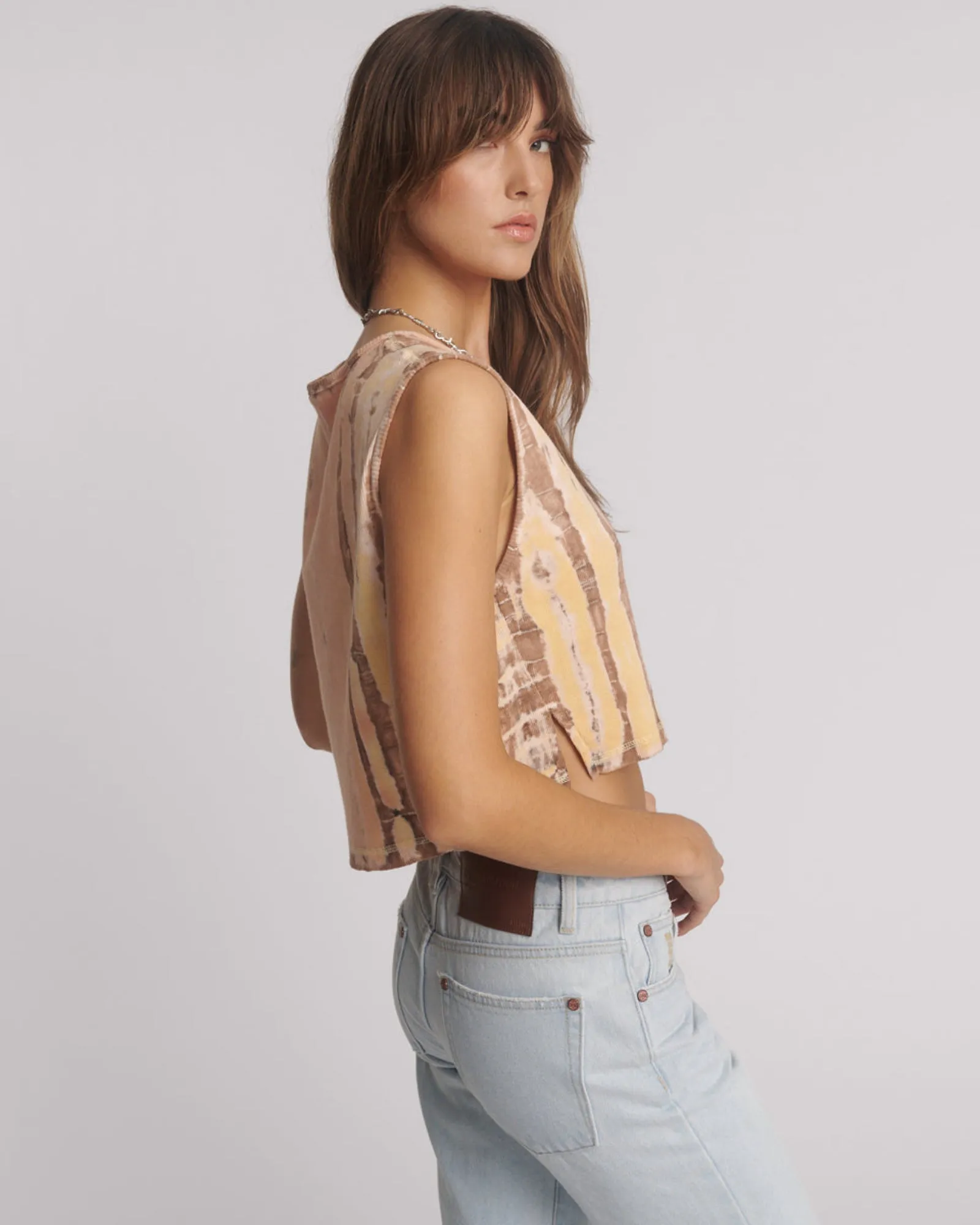 Gloria Tropical V-Front Rib Tank Top - Yellow sold by One Teaspoon product image thumbnail 4