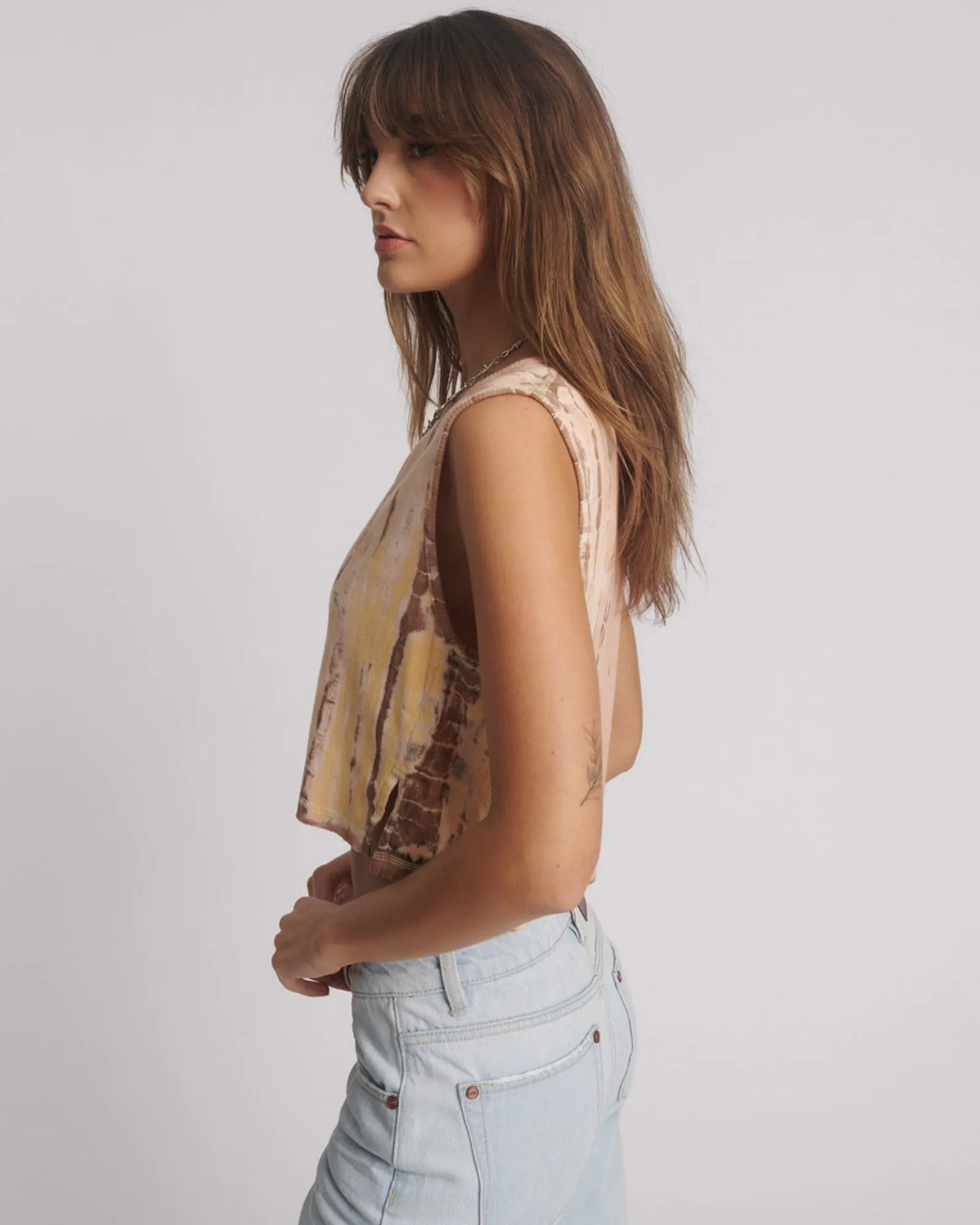 Gloria Tropical V-Front Rib Tank Top - Yellow sold by One Teaspoon product image thumbnail 2