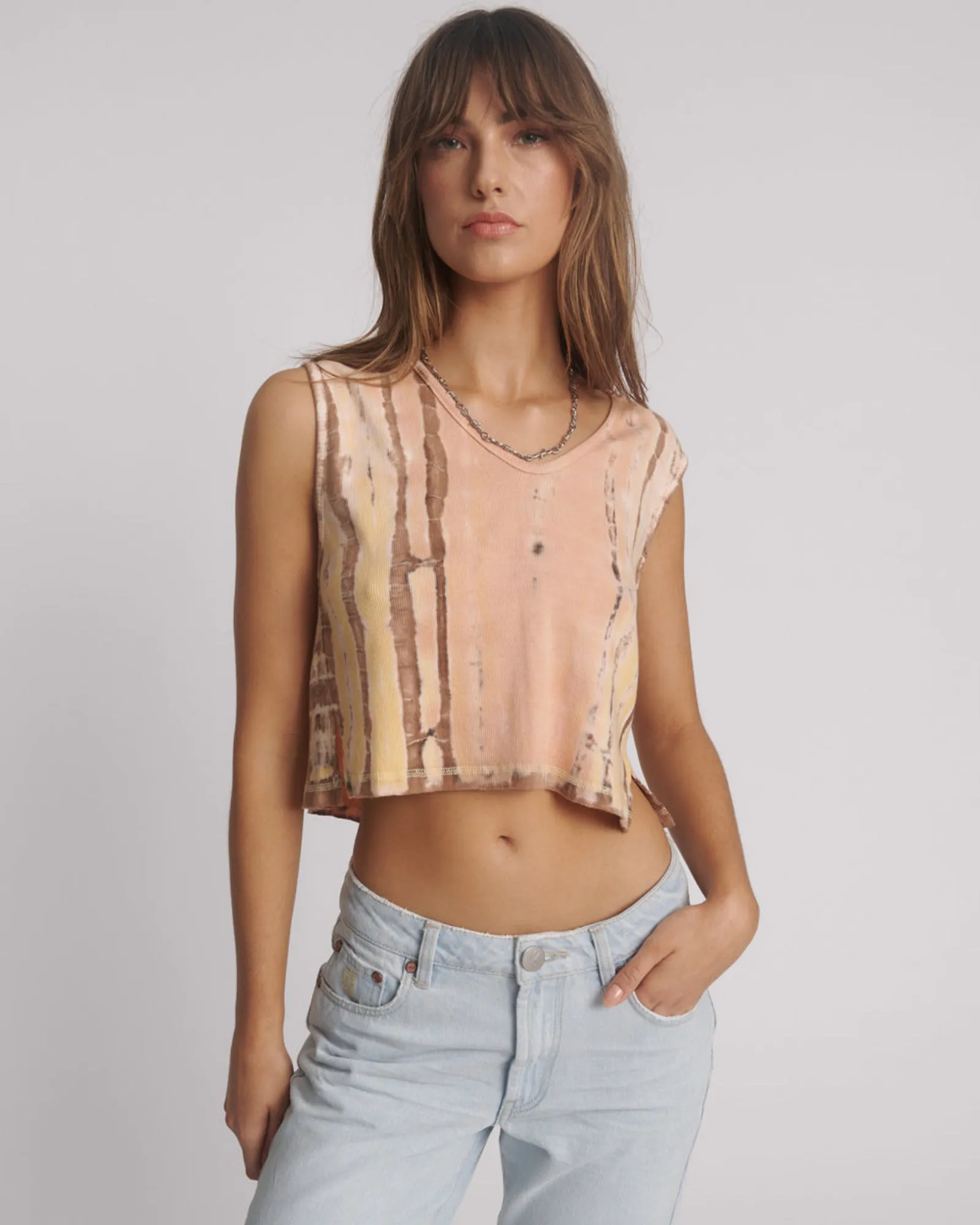 Gloria Tropical V-Front Rib Tank Top - Yellow sold by One Teaspoon