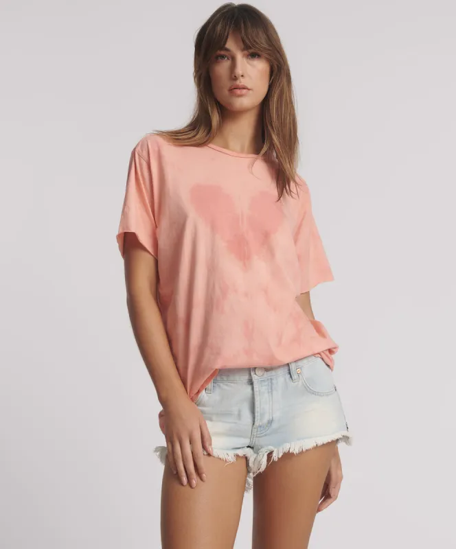 Love Sweat Tie Dye Boyfriend Tee - Pale Pink sold by One Teaspoon