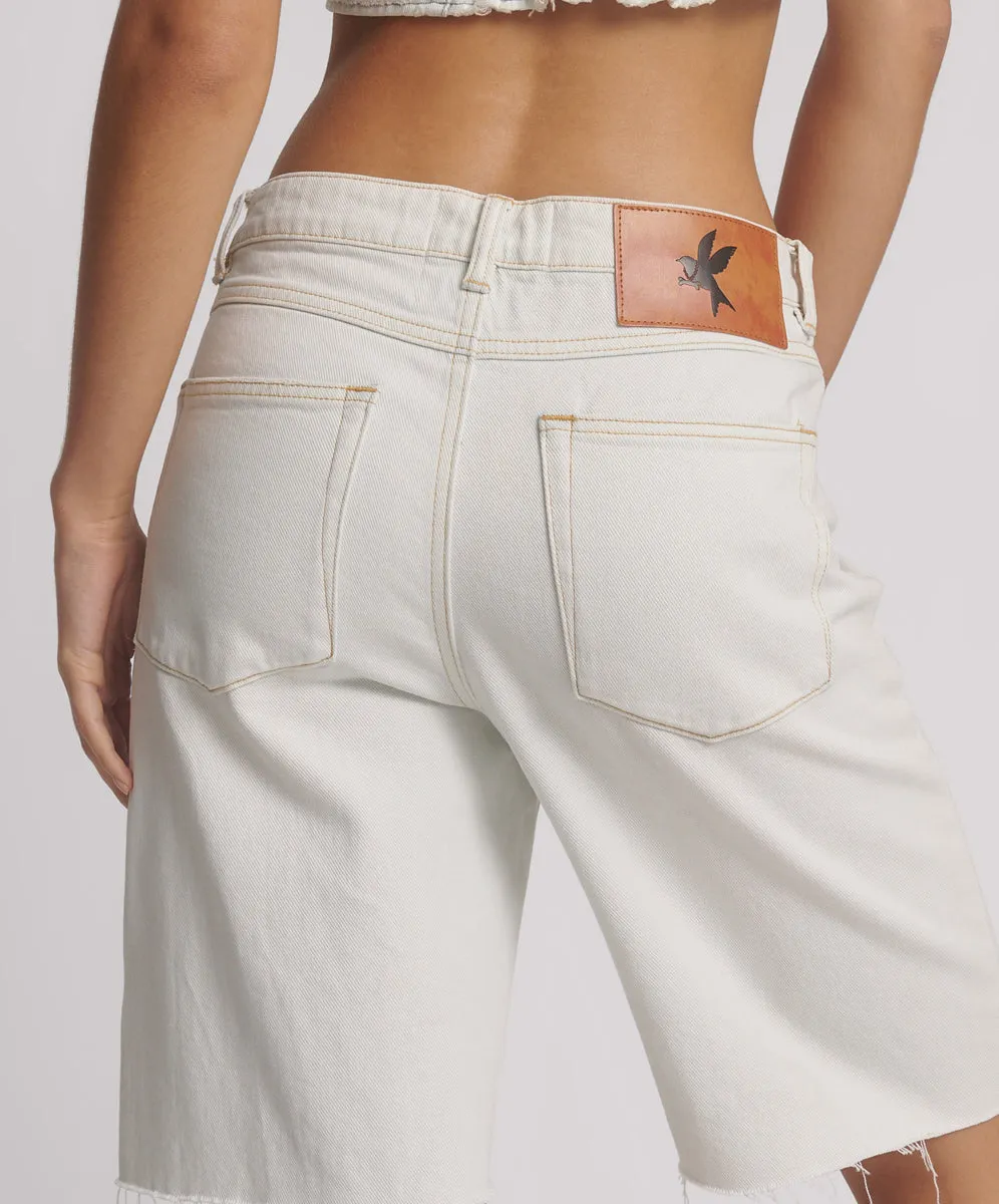 Le Cats Mid Waist Wide Leg Boyfriend Denim Jorts - Le Surf Blue sold by One Teaspoon product image thumbnail 4