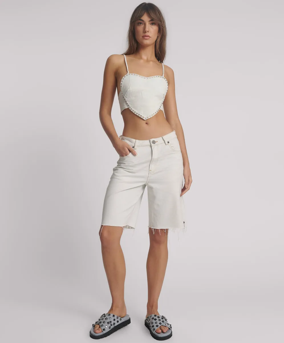 Le Cats Mid Waist Wide Leg Boyfriend Denim Jorts - Le Surf Blue sold by One Teaspoon