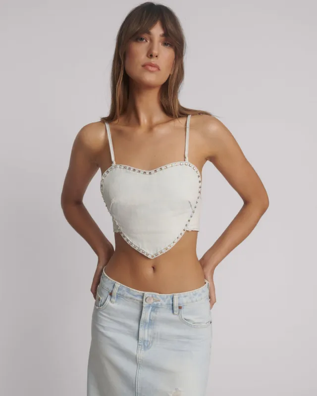 Denim Heart Backless Crop Top - Le Surf Blue sold by One Teaspoon