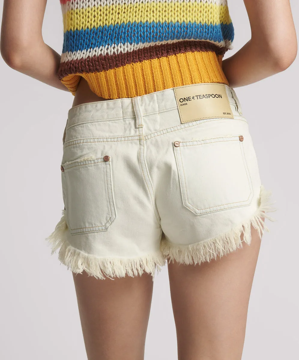Retro Dukes Low Waist Mini Denim Shorts - Blue Cream sold by One Teaspoon product image thumbnail 5