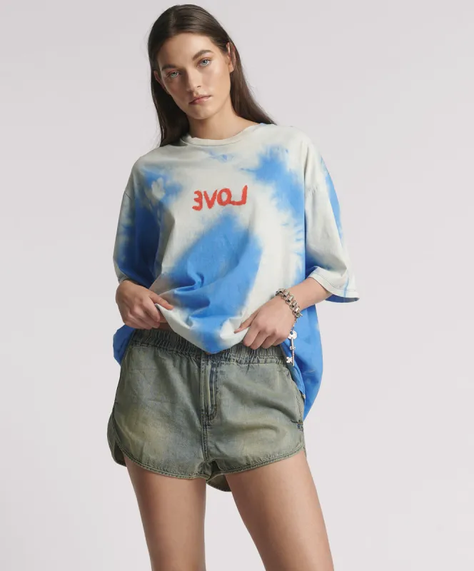 Dylan Low Waist 70s Elasticated Denim Shorts - Blue Sand sold by One Teaspoon