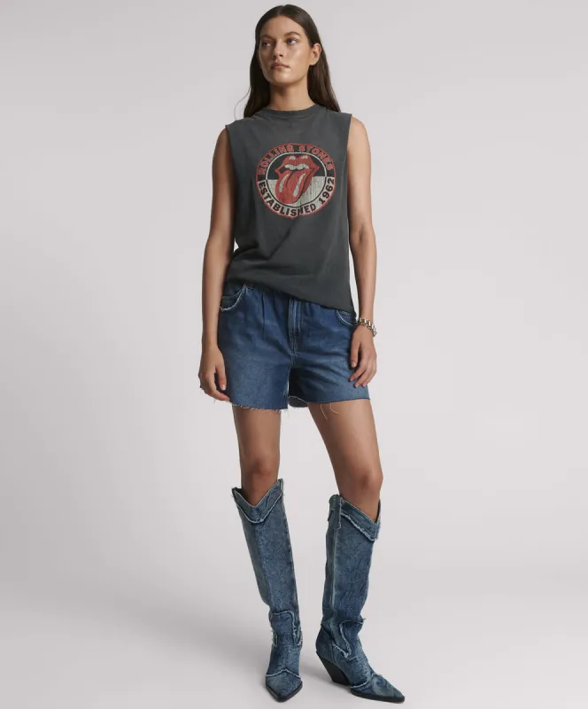 Shakers Low Waist Super Relaxed Denim Shorts - Blue Thunder sold by One Teaspoon