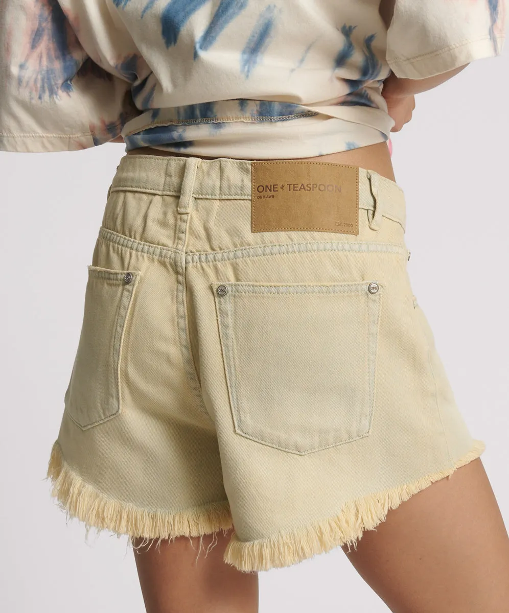 Outlaws Low Waist Mid Length Denim Shorts - Sunkissed Cream sold by One Teaspoon product image thumbnail 5