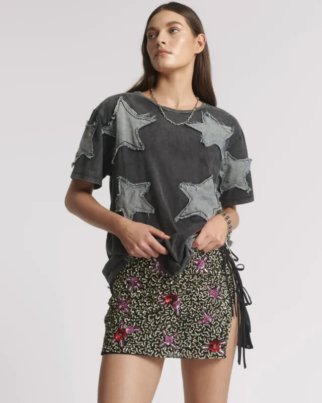 Pamela Hand Sequin Mini Skirt - Silver sold by One Teaspoon