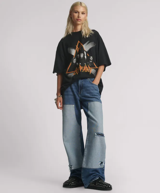 Jackson Mid Waist Wide Leg Denim Jeans - Blue Thunder sold by One Teaspoon