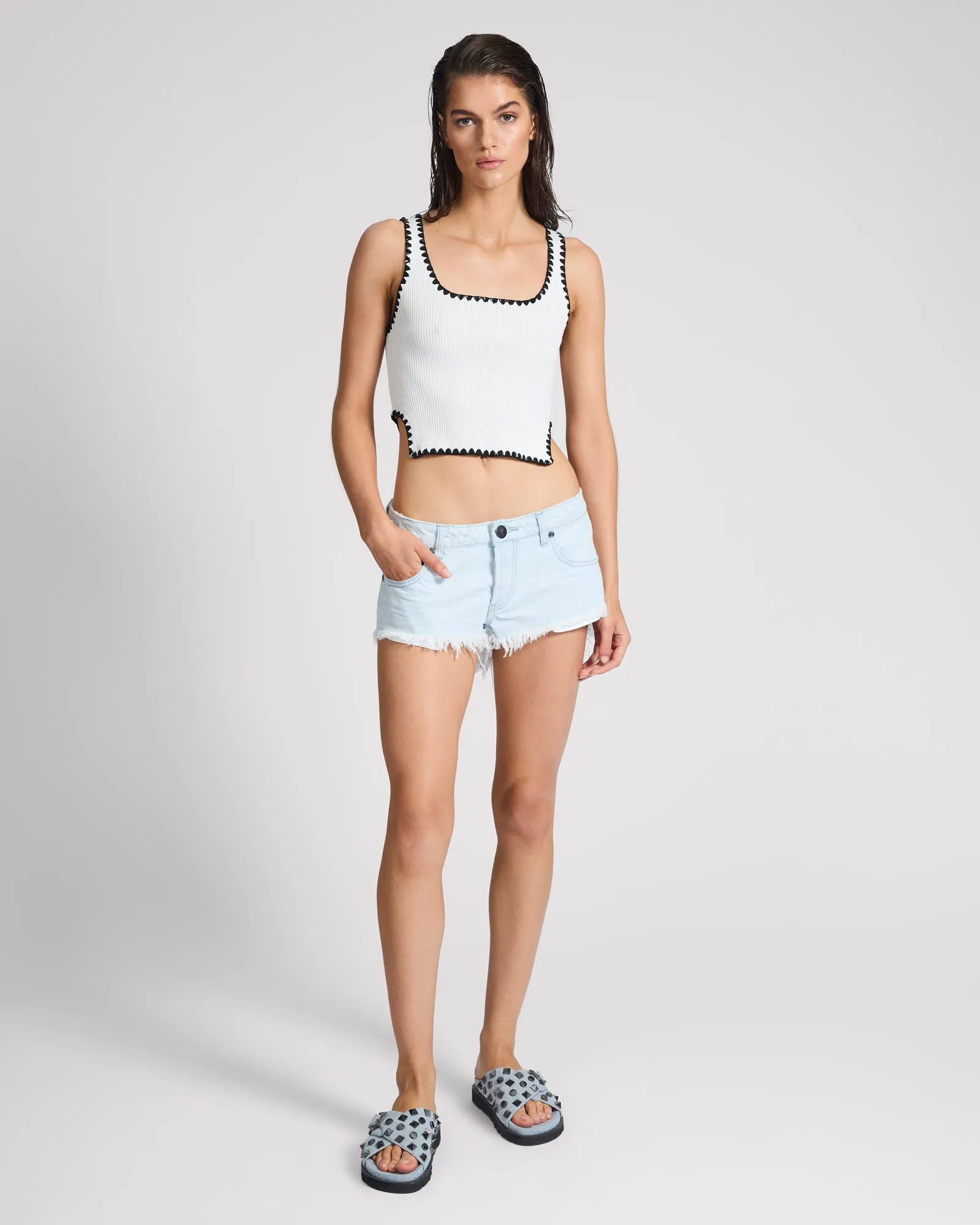 Bonitas Low Waist Denim Shorts - Xanthe Light Blue sold by One Teaspoon