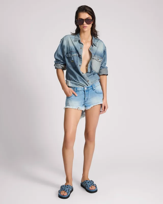 Bonitas Low Waist Denim Shorts - Salty Dog Blue sold by One Teaspoon