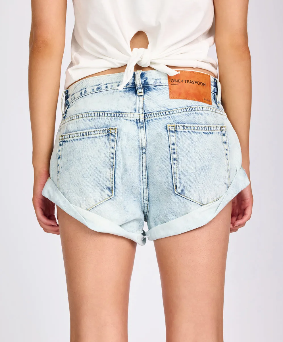 Bandits Low Waist Denim Shorts - Depeche Blue sold by One Teaspoon product image thumbnail 5